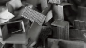 Pile of Staples extreme close up stock footage