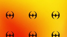 animation of spinning bat icon on yellow with orange gradient