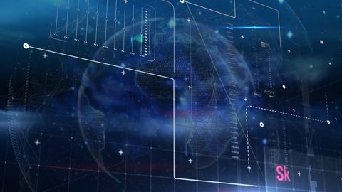 Animation Charts Data Processing Over Globe Stock Footage Video (100% ...