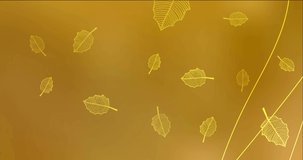 4K looping dark yellow footage with with leaves. Colorful fashion clip with gradient leaves. Slideshow for web sites. 4096 x 2160, 30 fps.