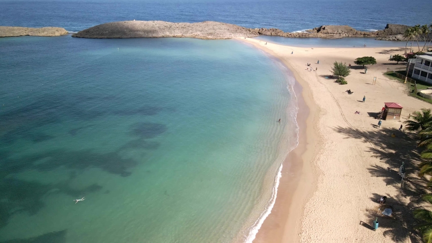 DRONE BEACH TAKE OF CRYSTAL CLEAR BLUE WATER BEACH