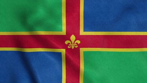 Lincolnshire flag, England, waving in wind. Realistic flag background