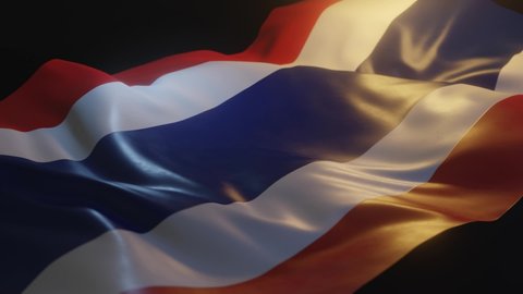 Thailand Flag with Low, Side Angled View and warm, ambient lighting, 3D Render