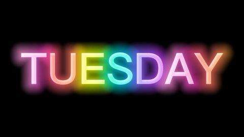 Happy Tuesday Neon Light Sign Texture Stock Footage Video (100% Royalty