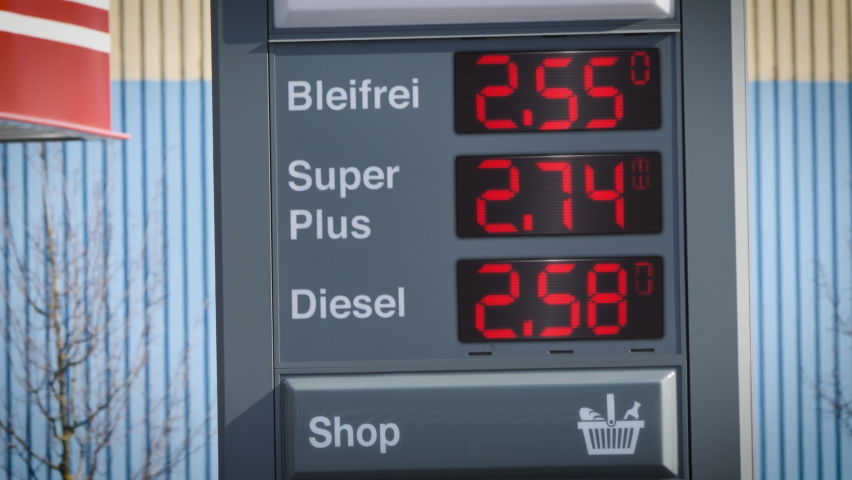 Continuously increasing prices at the gas station fuel pump. Concept shot of gas crisis inflation price increase | Shutterstock HD Video #1088270003