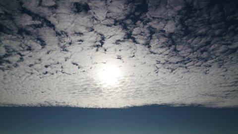 8K 7680x4320.Fine wavy Altocumulus clouds in the blue sky.Partly cloudy of a standard day.Stratiformis translucidus perlucidus undulatus.Cloud cloudscape overcast sunny sun time lapse background 4320p