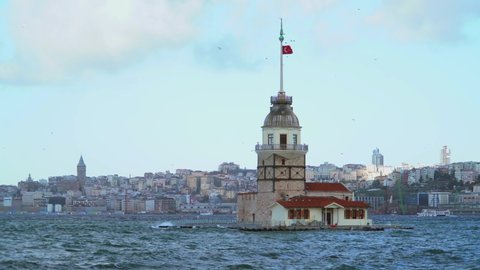 8K 7680x4320.Maiden's Tower the most important symbol of Bosphorus Istanbul.Leander's of Leandros since medieval Byzantine period, is a tower in Uskudar.Ottoman Constantinople Roman kiz kulesi bogazi.