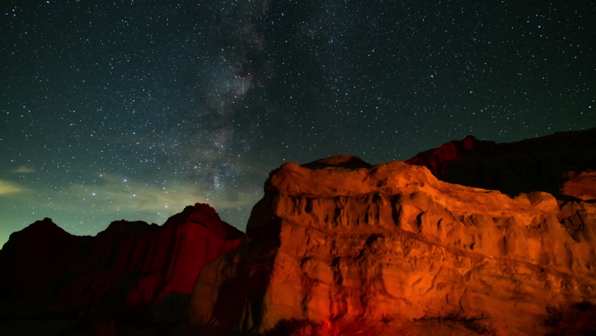Milky Way Galaxy Over Red Rock Canyon Summer Southwest Sky 24mm Mojave Desert California USA