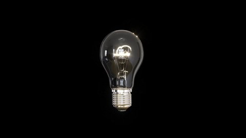 Slow motion Beautiful Lighting bulb Rotate on Black background. 3D animation. 4K