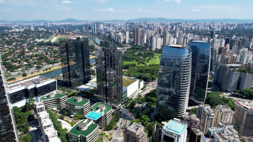 Landmarks At Sao Paulo Brazil Brazil. Downtown Landscape. City Landscape Of Downtown Vacation Travel. Brazilian Postal Card Sunny Day. Outdoor Downtown Finance. Sao Paulo Brazil.