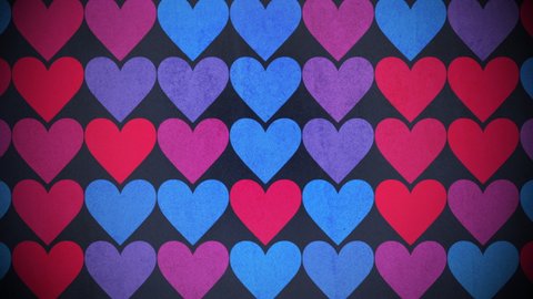 Big abstract red and blue hearts pattern, motion corporate and holidays style background