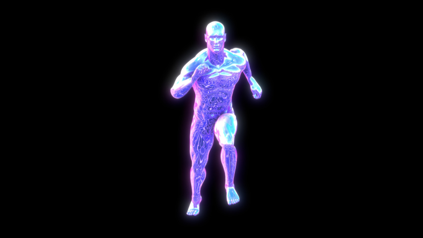 Retro Futuristic seamless background of a metal human figure running isolated  Royalty-Free Stock Footage #1088281119
