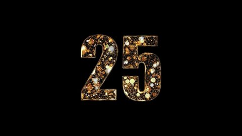 Golden Number 25 Animation. Number Twenty five Animation. Figure 25, sign, digit, unity. Self drawing math symbol animation. Number Twenty five. Twenty five.
