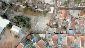 Aerial footage of a disadvantaged neighborhood in Luanda, Angola.
