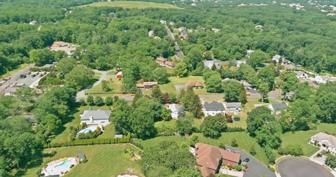 Aerial top view of residential quarters at beautiful town urban landscape the Monroe in New Jersey US