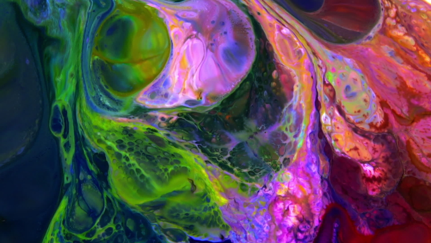 Very Nice Abstract Illusion Created Colors Spreading Background Texture Video.