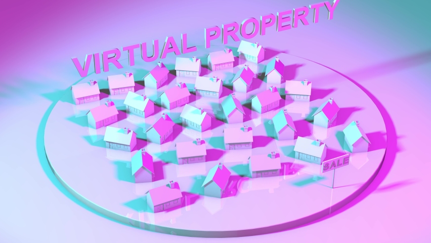 NFT virtual real estate digital land property blockchain metaverse platform Royalty-Free Stock Footage #1088302245