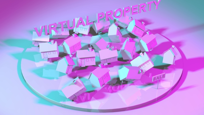 NFT Virtual real estate NFTs virtual metaverse land minted on the blockchain Royalty-Free Stock Footage #1088302251