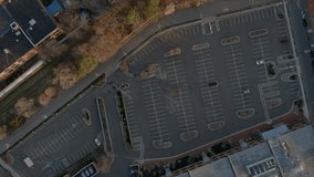 Bird's eye view over parking lot Durham downtown in North Carolina. USA