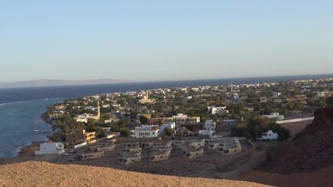 Top view from mountain of dahab in sinai egypt on the red sea