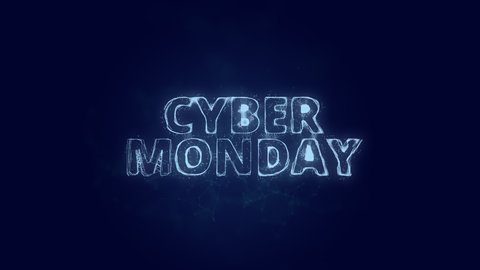Cyber Monday text. Plexus with text Cyber Monday. Plexus. 4K video