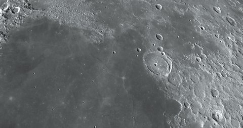 View of crater Posidonius in lunar Mare Serenitatis of the moon, 3d rendering