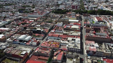 A wide view of Puebla city from above. Mexico