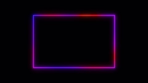 abstract neon rectangle animation. blue, purple, red bright colors. motion graphics template, looped stock video. copy space for text. futuristic hi-tech technology modern style. fluorescent glow