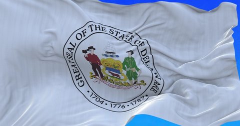 Beautiful waving flag of Delaware state.