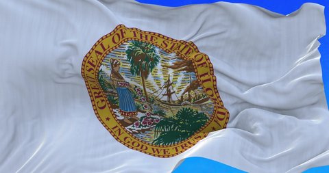 Beautiful waving flag of Florida state.