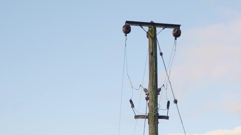Wooden telegraph pole scene 