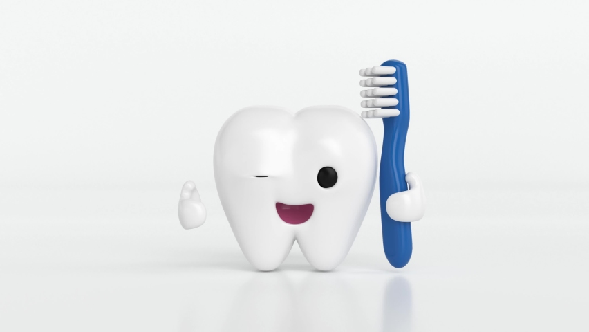 Dental hygiene. dancing tooth and child tooth. brushing teeth. | Shutterstock HD Video #1088332523