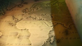 Old World Map. Antique Detailed Custom Design Embossed Map Unrolling as Camera Smoothly Tracks Along. - Powered by Shutterstock - Get 15% off with code: PIKWIZARD15