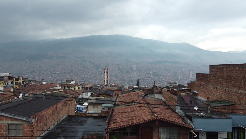 overhead view of a neighborhood in medellin