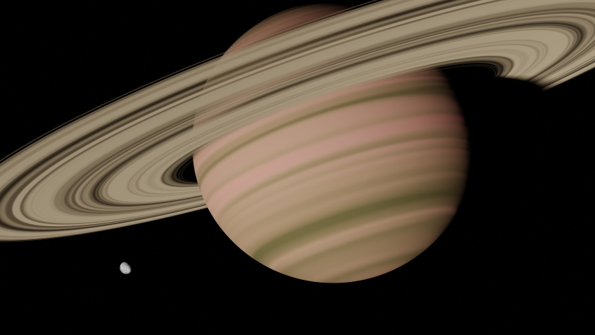 3D Render, Gas giant planet in deep space. Saturn planet and rings close-up 