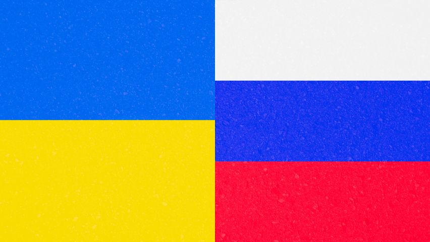 Ukraine VS Russia national flags icon isolated on broken weathered cracked concrete wall background. Ukraine War Poster Royalty-Free Stock Footage #1088335251