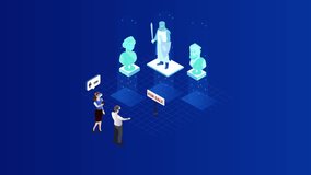 Businessman animation wearing VR goggles while buying an art piece in metaverse. Cartoon in 4k resolution - Powered by Shutterstock - Get 15% off with code: PIKWIZARD15