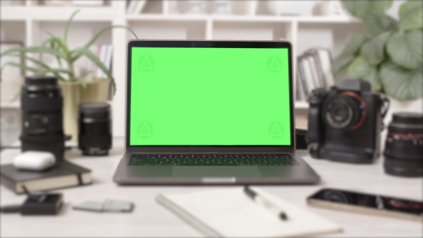Tablet Computer with Green Screen in Creative Office Interior Royalty-Free Stock Footage #1088345115