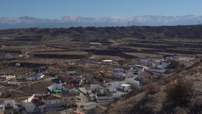 Guadix. Cave houses village. Granada. Andalousia,Spain. 4k Video