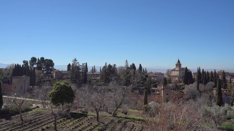Granada. Alhambra Fortress Palace in Granada. Andalousia Spain. 4k Video