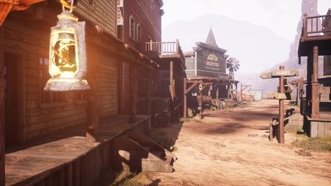 super cool old west town scene 