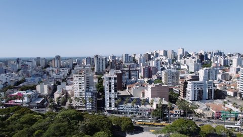 Porto Alegre, Rio Grande do Sul, Brazil, circa February 2022: Aerial view of Porto Alegre, RS, Brazil, the biggest city in the South of Brazil.