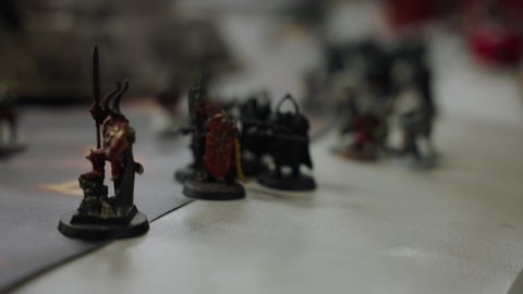 Fantasy Miniatures on game boards models painted Slow Motion 4K