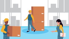 logistic service three workers characters animation ,4k video animated - Powered by Shutterstock - Get 15% off with code: PIKWIZARD15