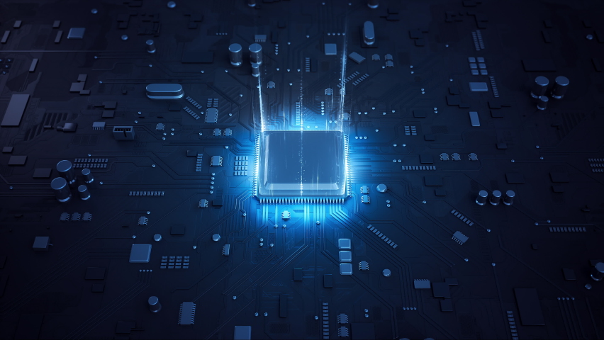 Central Computer Processors CPU concept. Motherboard digital chip. Technological and scientific blue background. Integrated communication processor. 3D animation Royalty-Free Stock Footage #1088358325