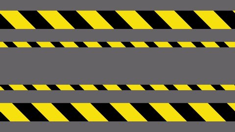 Yellow Barricade Tape Flat Animation with Mask, Four Different Animation Types of Yellow Barricade