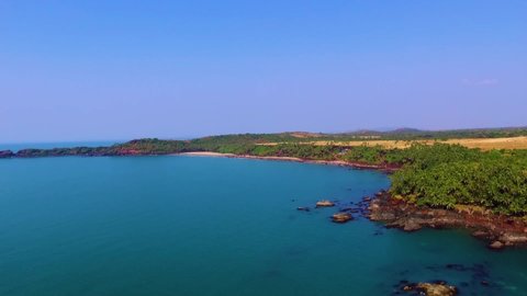 A drone shot of beautiful cabo de rama beach in south Goa, India
