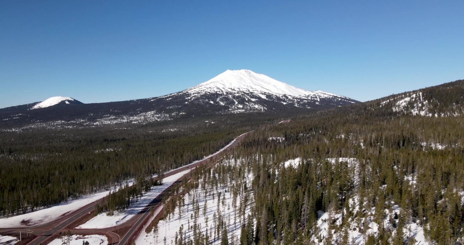 Pull back shot of Mount Bachelor Royalty-Free Stock Footage #1088360593