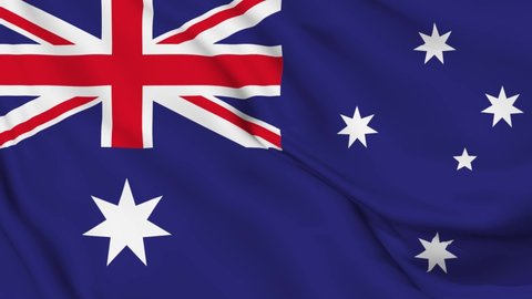 Australia Flag video. 3d Australia Flags Slow Motion video. Australia Flag Blowing Close Up. Australia Flag Motion Loop HD resolution Australia Background.	