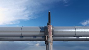 The gas pipeline against the infographic with a growing chart with rising energy prices on the stock market. Fuel transportation and the growing rates and cost of crude oil on the stock market. - Powered by Shutterstock - Get 15% off with code: PIKWIZARD15